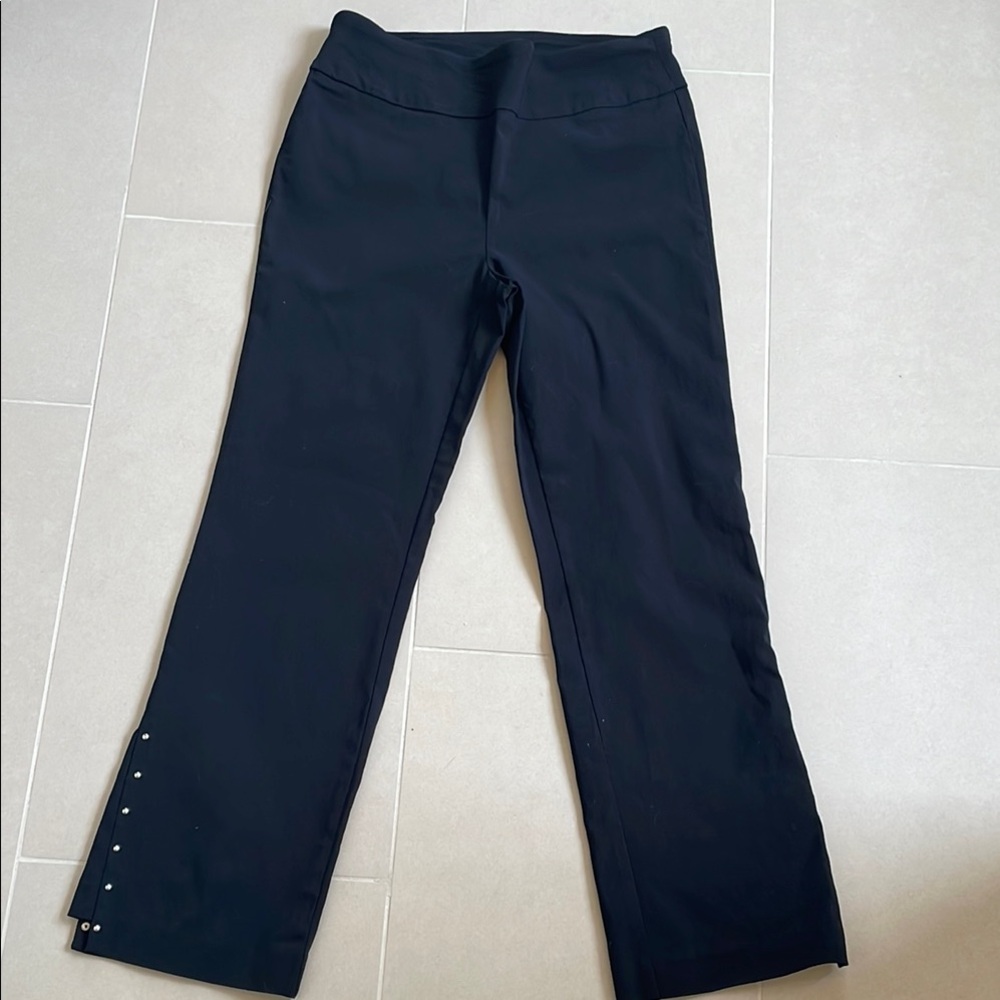 Counterparts Black Stretch High Rise Boot Cut Ankle Pants with Hem Studs